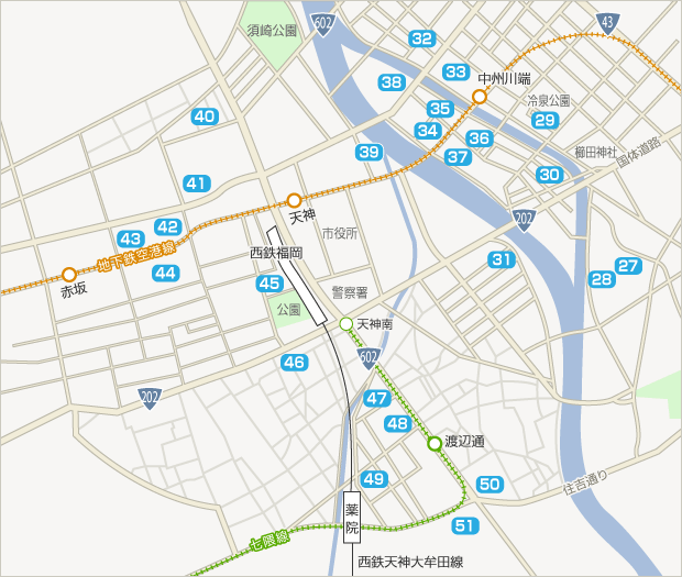 西鉄福岡駅（天神）周辺地図